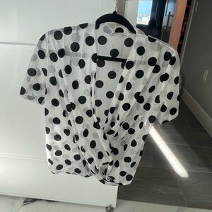 Zara semi sheer polka dot top!